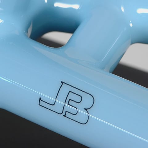 JB decal on light blue KIRK frame
